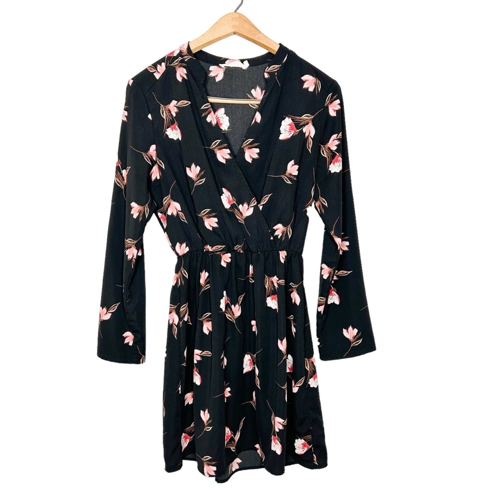 All in Favor Nordstrom Floral Print Long Sleeve Mini Dress Small S